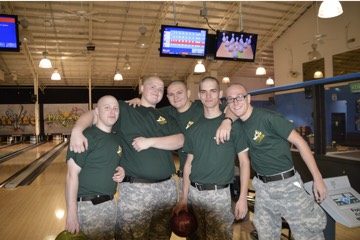 Cadets group photo at bowling alley